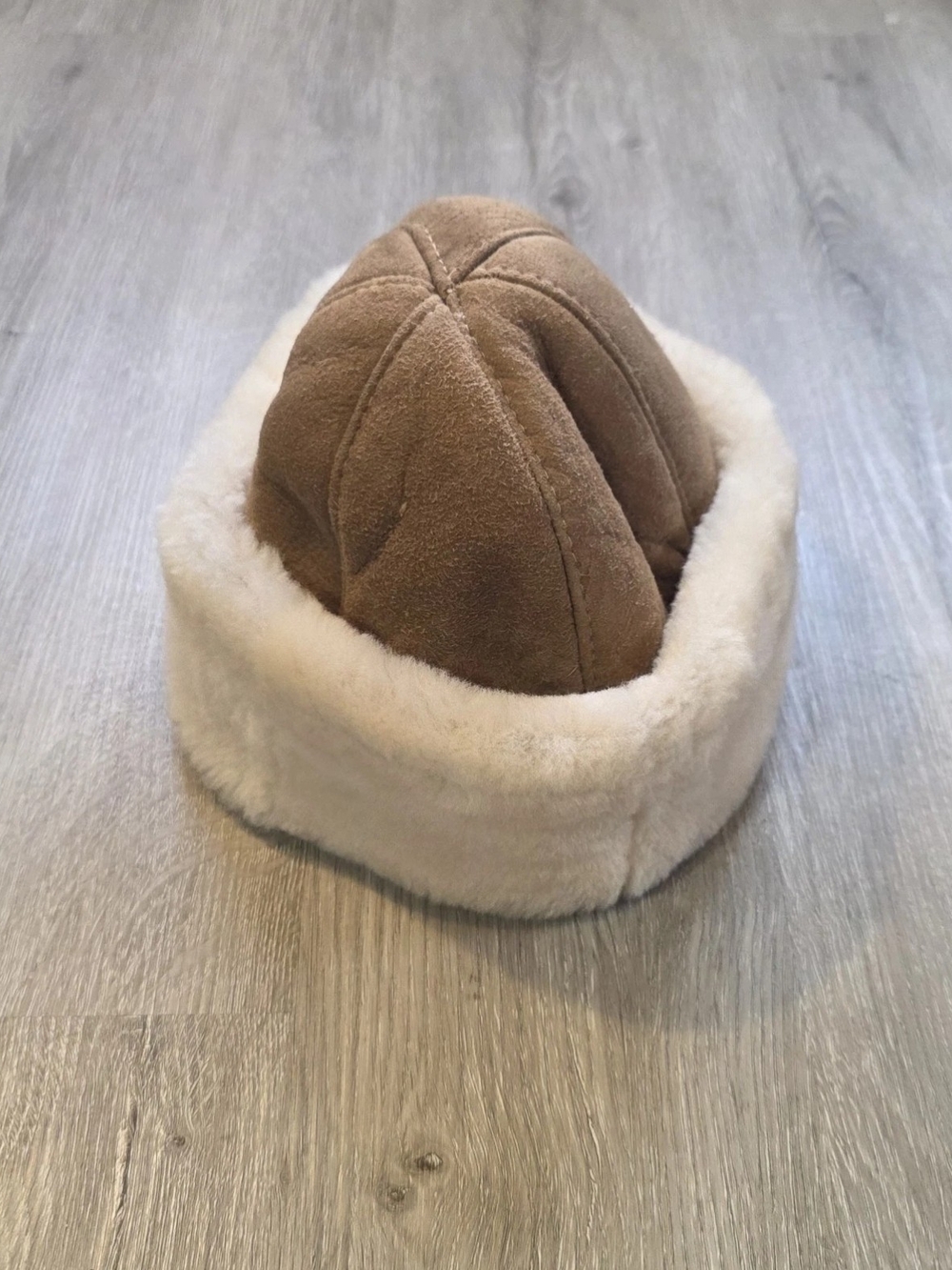Shearling-Style Winter Hat Brown & Cream Medium